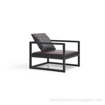 Wooden Frame Leisure Chair with Anline Leather Seater (LC-M828B)